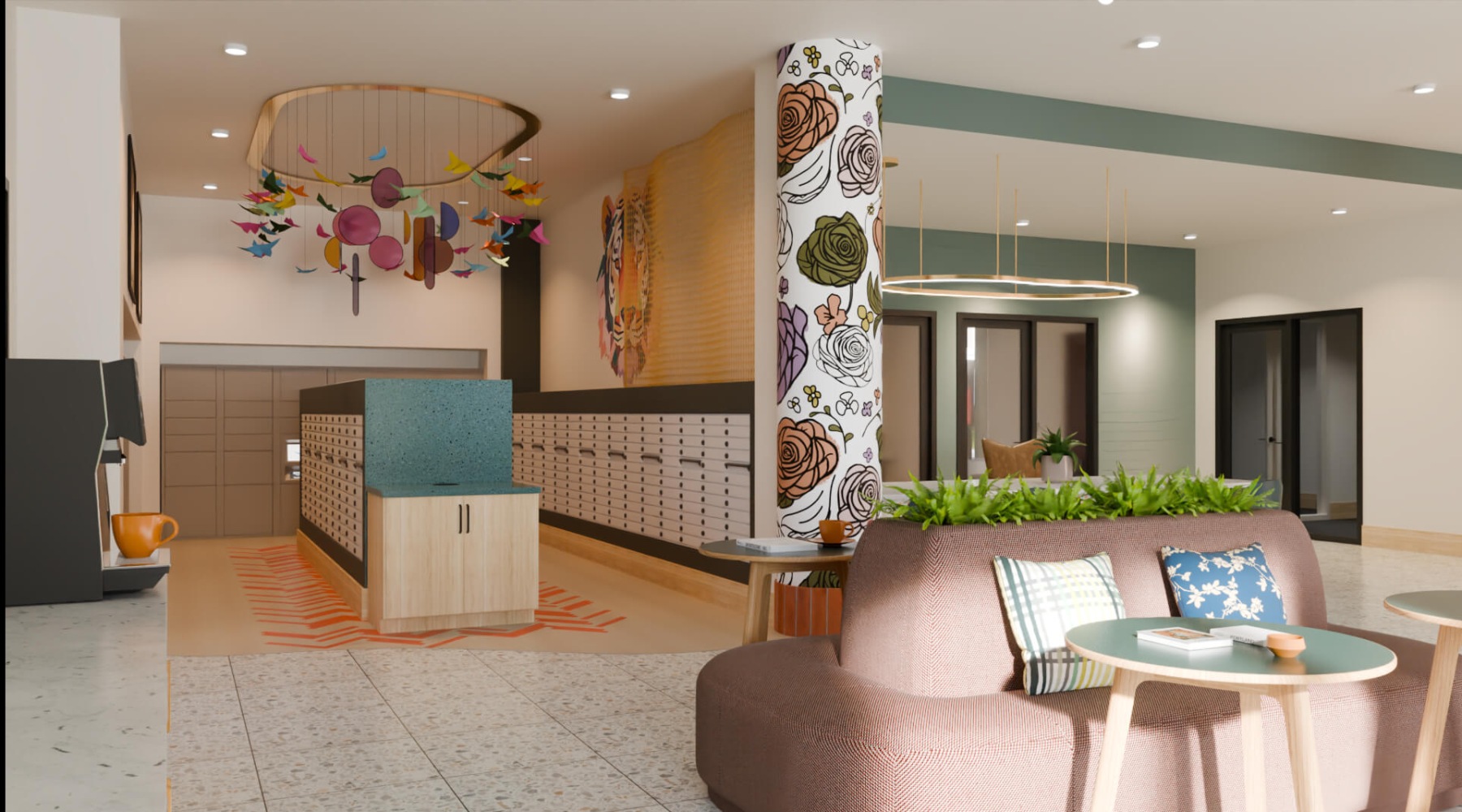 seating and designer styled decor and amenity areas