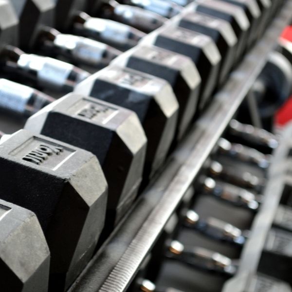 dumbells in a fitness room