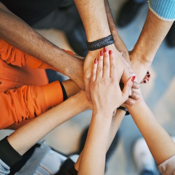 A group of college students together.