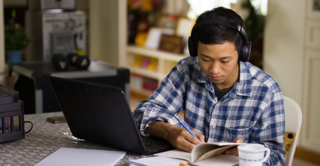 Student on a computer