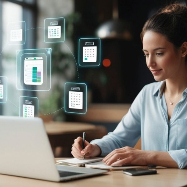 scheduling out the day on a laptop