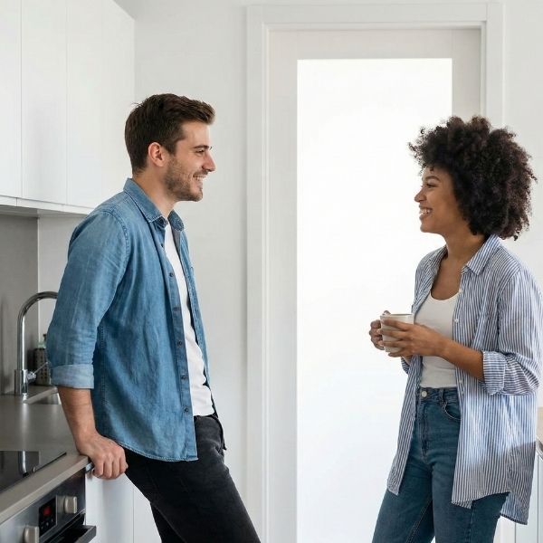 two roommates talking