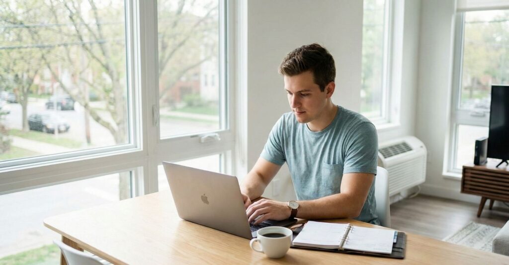 student studying at a table