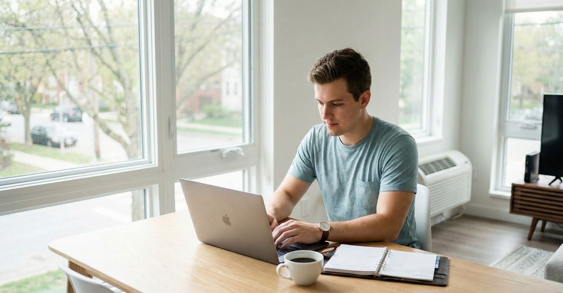 student studying at a table