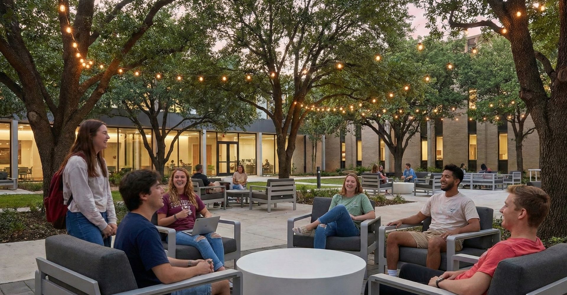 college kids socializing